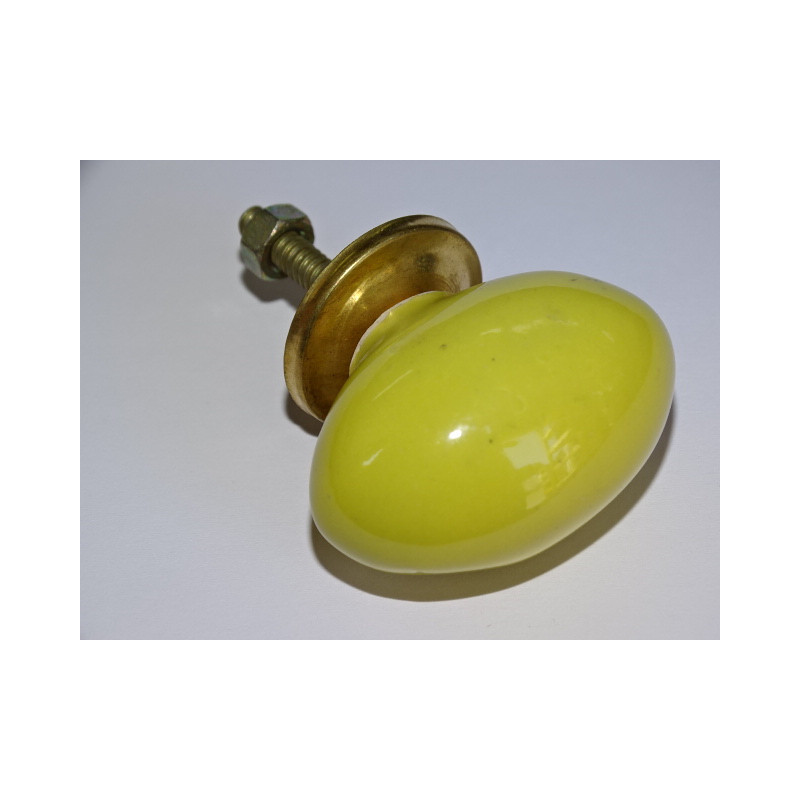 Porcelain knob olive yellow
