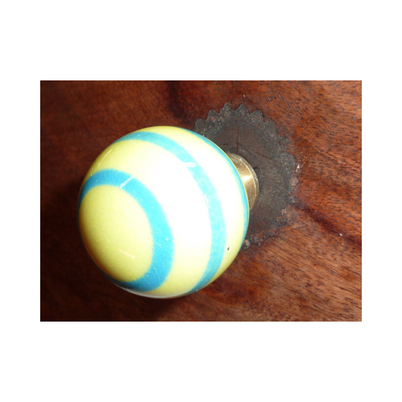 Boutons boule jaune trait turquoise