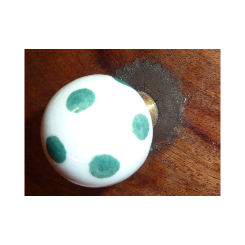 Möbelgriffe ball weiß pois grün émeraude