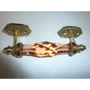 Poignée en verre 14 cm saumon