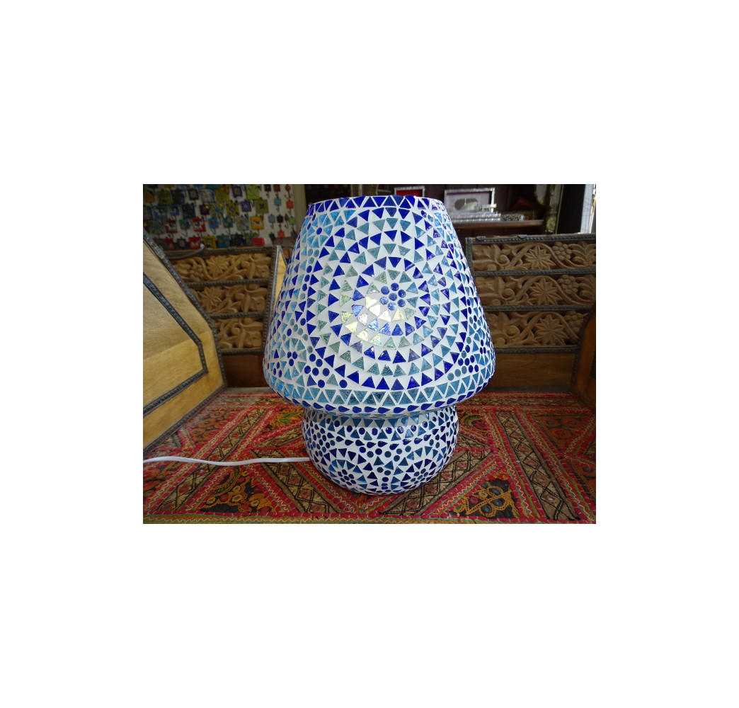 Azurblaue runde Mosaiklampe 23X30 cm