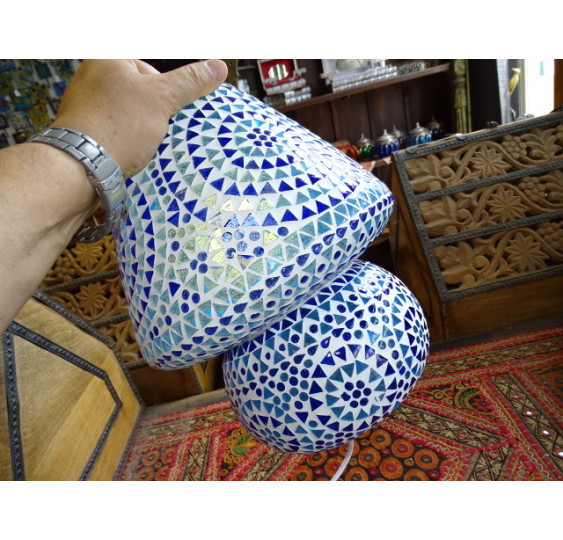 Azurblaue runde Mosaiklampe 26X33 cm