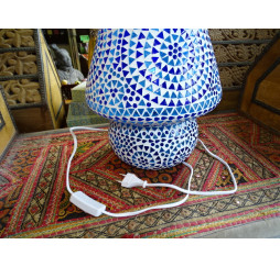 Azurblaue runde Mosaiklampe 26X33 cm