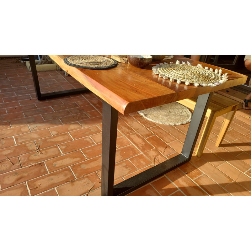 Solid acacia table with non-edged edges  220x100 cm