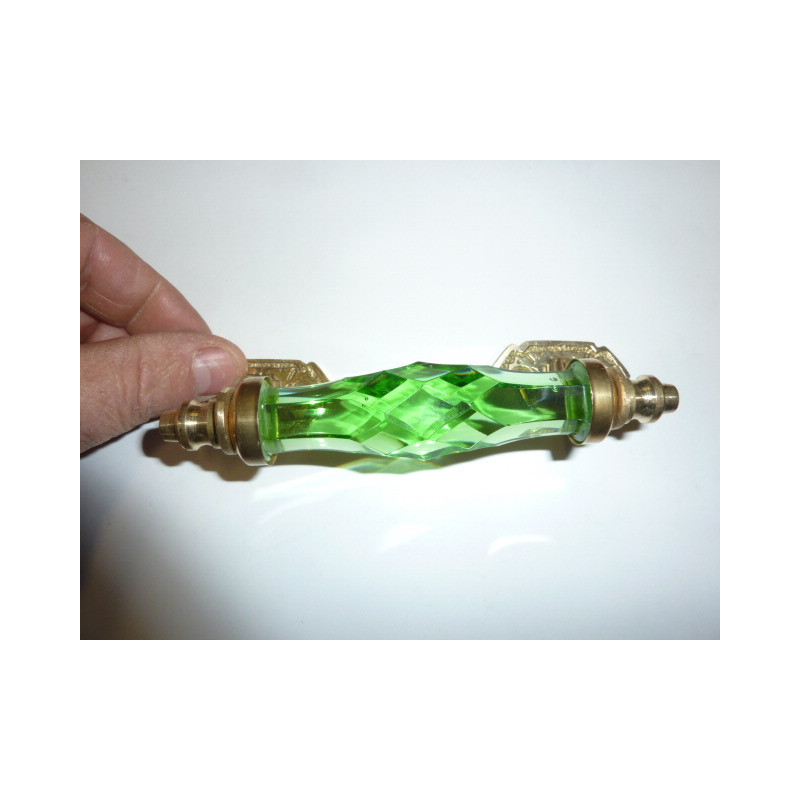 handle in glass 14 cm green