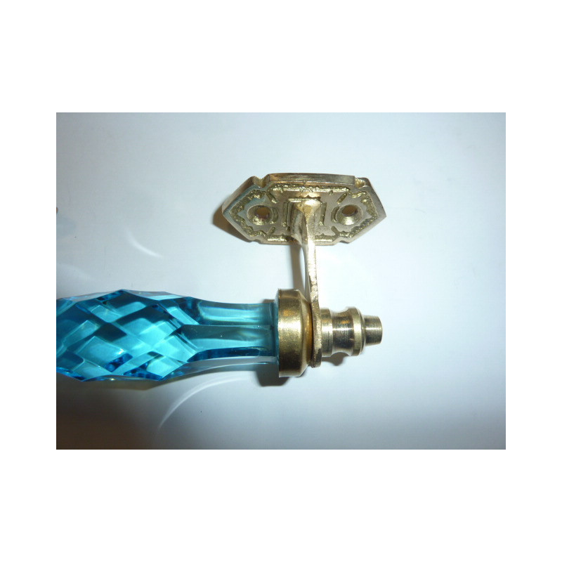 handle in glass 14 cm turquoise