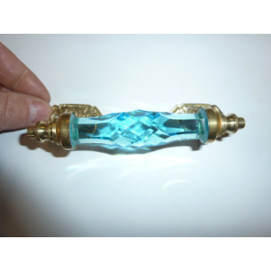 Poignée en verre 14 cm turquoise