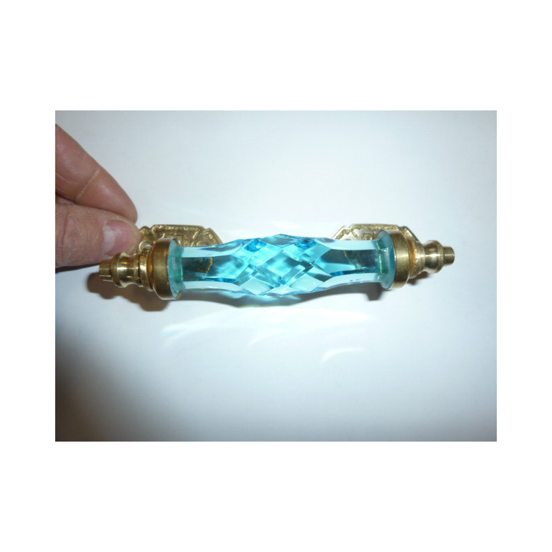 Poignée en verre 14 cm turquoise