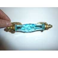 Poignée en verre 14 cm turquoise