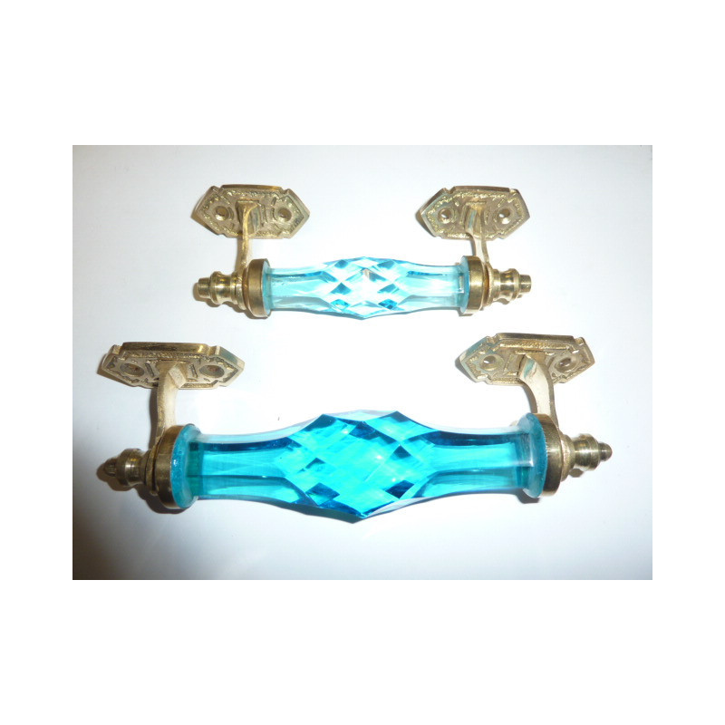 Poignée en verre 17 cm turquoise