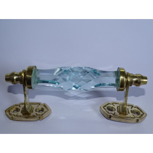 Poignée en verre 14 cm bleu...