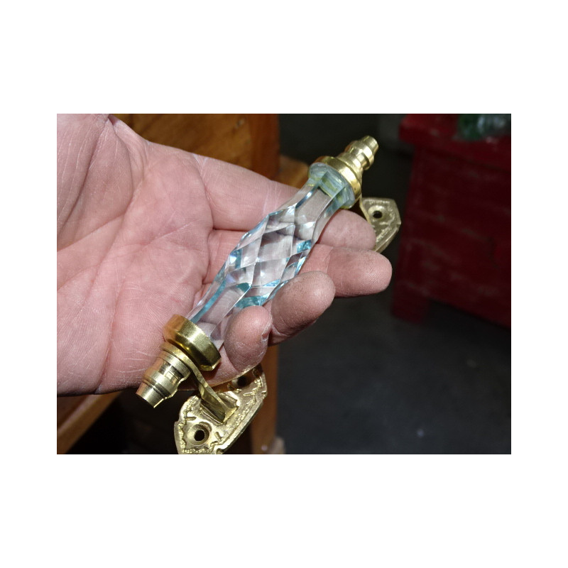 Glass handle 14 cm very light sky blue