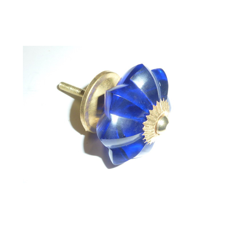Kürbisknopf 45 mm Ultramarin - Gold