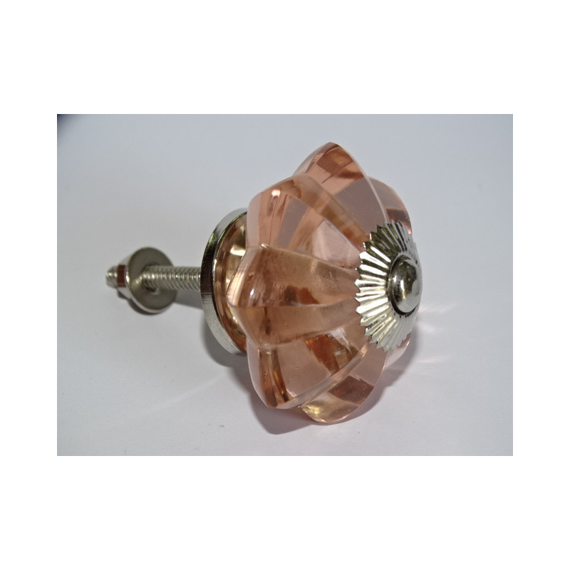 Bottone a zucca in vetro da 45 mm colore rosa chiaro - argento