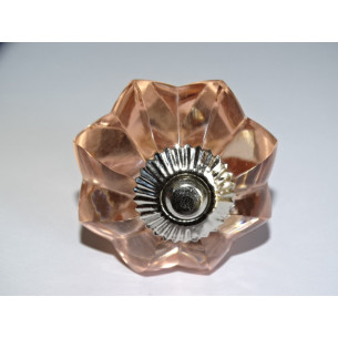 45 mm Kürbisknopf aus Glas hellrosa Farbe - Silber