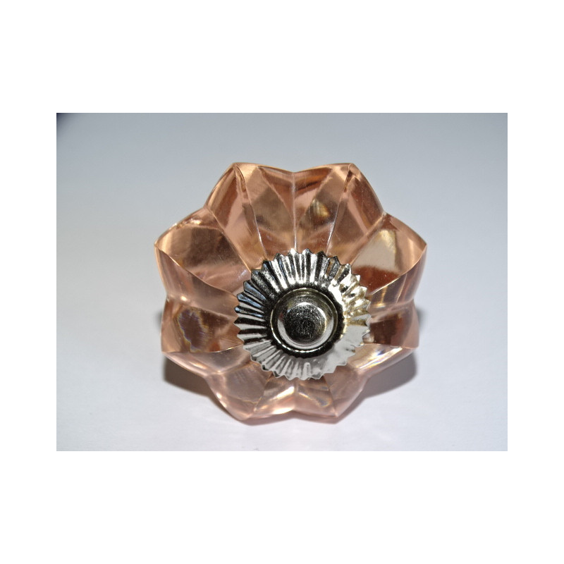 Bottone a zucca in vetro da 45 mm colore rosa chiaro - argento
