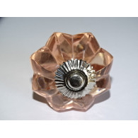 bouton citrouille en verre de 45 mm couleur rose clair - argenté