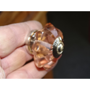 45 mm Kürbisknopf aus Glas hellrosa Farbe - Silber