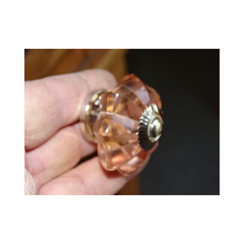 45 mm Kürbisknopf aus Glas hellrosa Farbe - Silber