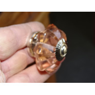 Bottone a zucca in vetro da 45 mm colore rosa chiaro - argento