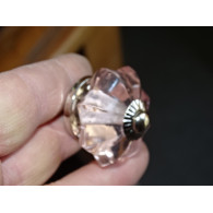 Kürbisknopf 35 mm in rosa - silberner Farbe