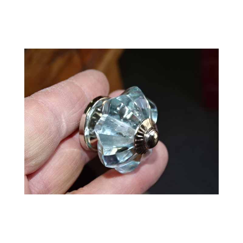 pumpkin button 35 mm in light blue - silver color