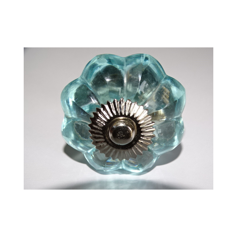 45 mm Glas Kürbisknopf wassergrüne Farbe - Silber