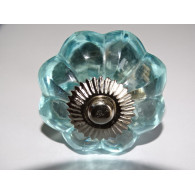 bouton citrouille en verre de 45 mm couleur vert d'eau - argenté