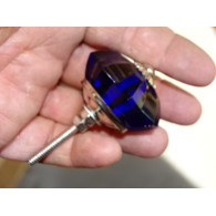 45 mm ultramarinblauer Glaskürbisknopf - silber