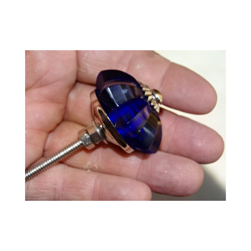 35 mm ultramarine blue glass pumpkin button - silver