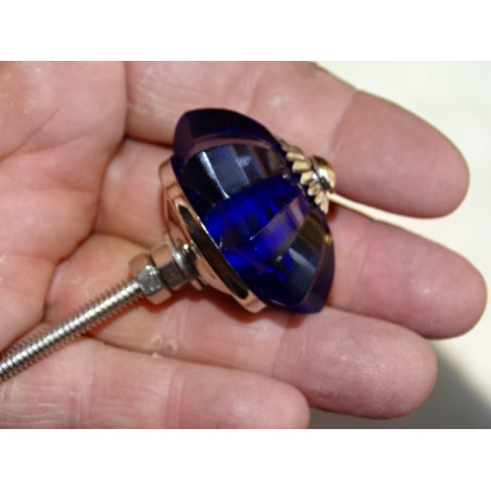 Botón de calabaza de cristal azul ultramar de 35 mm - plateado