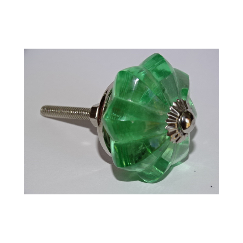 Bottone zucca in vetro 45 mm colore verde chiaro - argento
