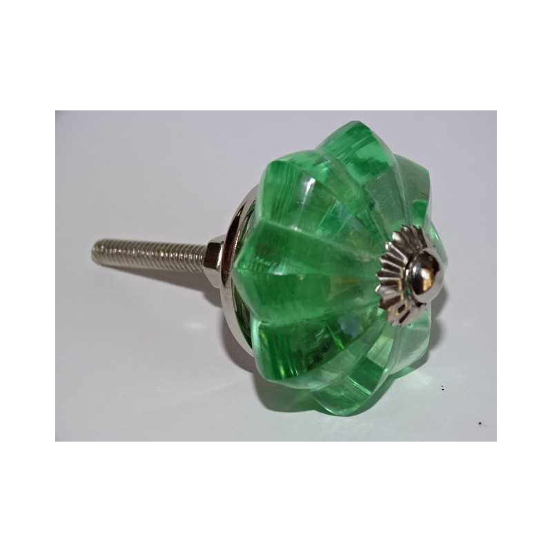 bouton citrouille en verre de 45 mm couleur vert clair - argenté
