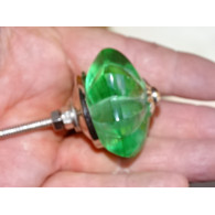 45 mm glass pumpkin button light green color - silver