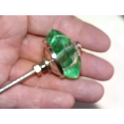 Botón de calabaza de cristal de 35 mm color verde claro - plateado