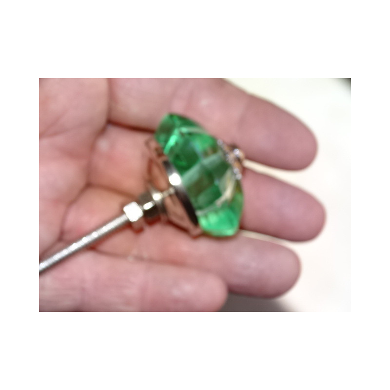 bouton citrouille en verre de 35 mm couleur vert clair - argenté