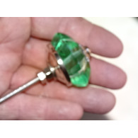 bouton citrouille en verre de 35 mm couleur vert clair - argenté
