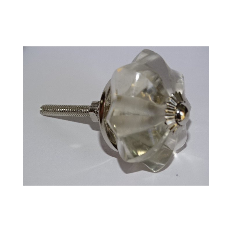 bouton citrouille en verre de 45 mm couleur transparente - argenté