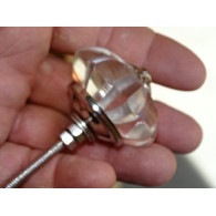45 mm glass pumpkin button transparent color - silver