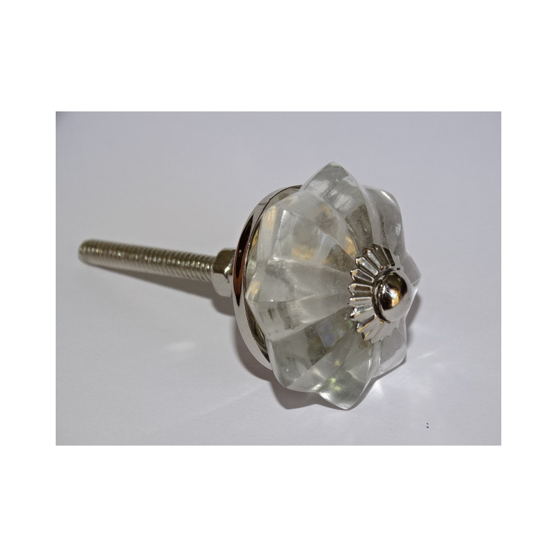 Bottone zucca in vetro 35mm colore trasparente - argento