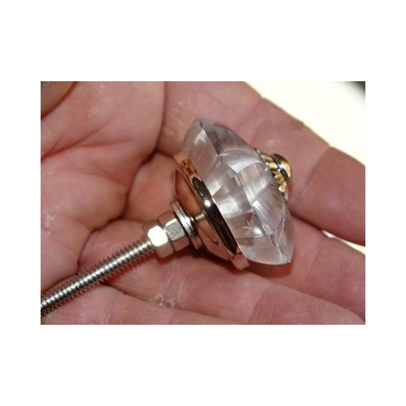 35mm Klarglas Kürbisknopf - Silber