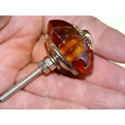 Bottone a forma di zucca in vetro color ambra da 35 mm - argento
