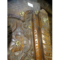 Vieilles portes de maison en forme d'arche sculptée en 135x255 cm