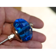 35 mm glass pumpkin button turquoise - silver