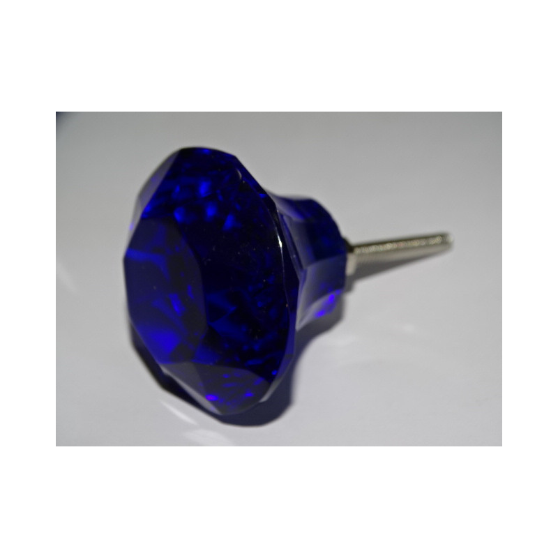 Pulsador cristal forma DIAMANTE 50 mm azul ultramar