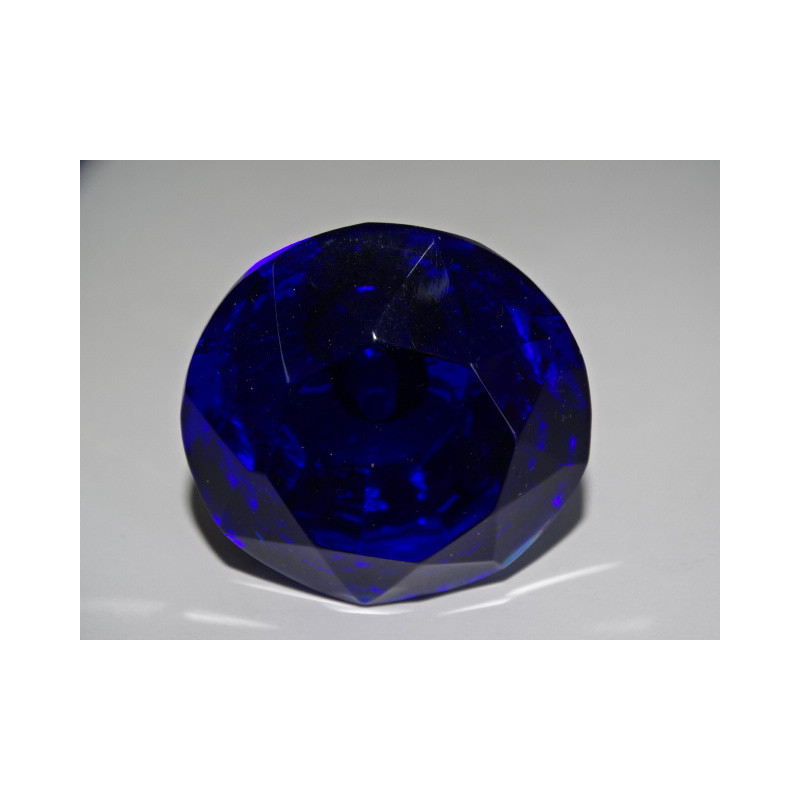 DIAMANT förmiger Glasknopf 50 mm ultramarinblau