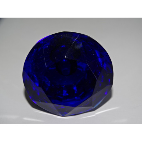 Pulsador cristal forma DIAMANTE 50 mm azul ultramar