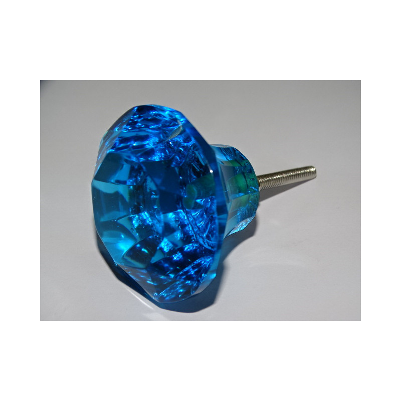DIAMOND shaped glass button 50 mm turquoise color