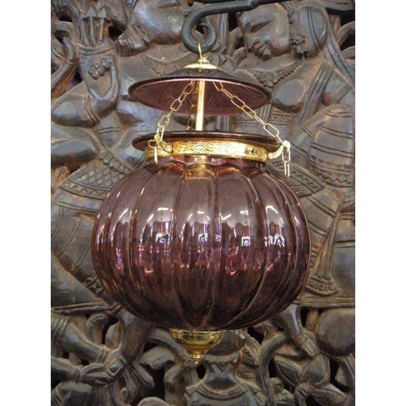 Lámpara KHARBUJA de cristal soplado violeta 22x22 cm