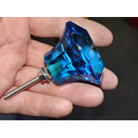 DIAMOND shaped glass button 50 mm turquoise color